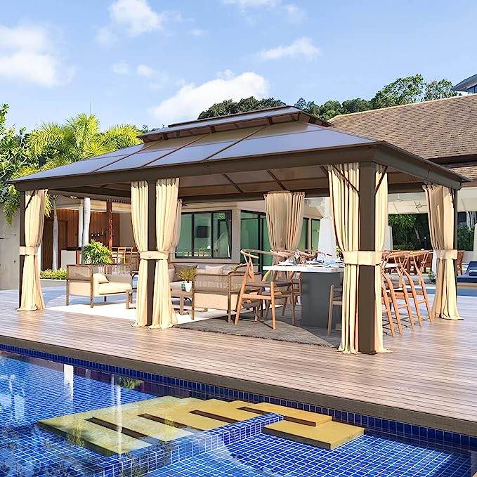 EROMMY 12' x 20' Gazebo Polycarbonate Double Roof Canopy with Aluminum Frame (Incomplete, Box 3/6 Only)
