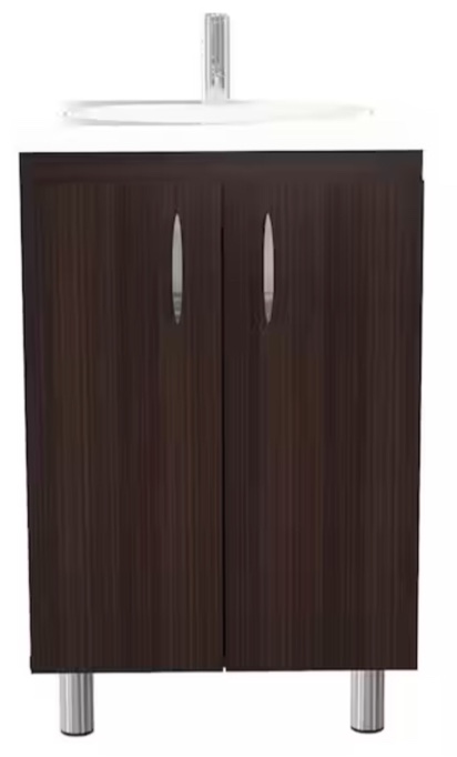18.89 in. W x 14.96 in. D Bathroom Vanity in Espresso-Wengue with White Vanity Top and White Basin(Incomplete box 2/2)