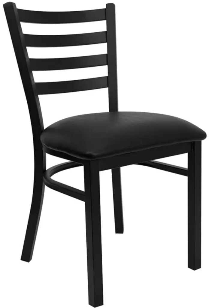 Flash Furniture XU-DG694BLAD-BLKV-GG Restaurant Chair w/ Ladder Back & Black Vinyl Seat - Steel Frame, Black 