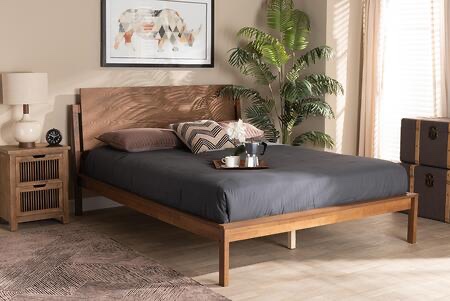 Giuseppe Collection MG-0049-ASH WALNUT-KING Modern and Contemporary Walnut Brown Finished King Size Platform Bed (Headboard + footboard panel + headboard support) (carton 1 of 2)