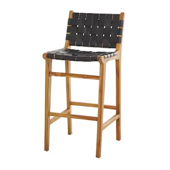 Grayson Lane Black 29-in H Bar height Wood Bar Stool with Back