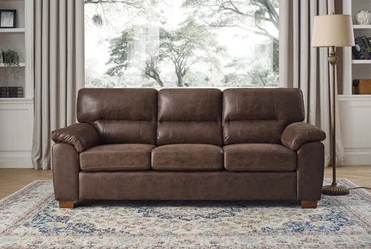 81'' Vegan Leather Sofa (incomplete, box 2 of 2, sofa arms only)