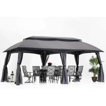 20 Ft. W X 10 Ft. D Metal Patio Gazebo(incomplete)