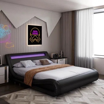 Bloomington Upholstered Modern LED Bed with APP & Remote Control Queen