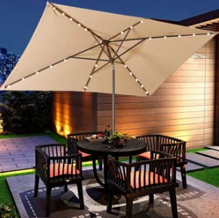 Iker 120'' x 78'' Rectangular Lighted Market Umbrella