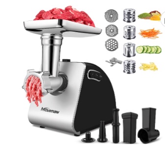 Nictemaw 9-in-1 Electric Food Meat Grinder Heavy Duty Multi-function Meat Mincer Sausage Stuffer with Slicer&Shredder kit for making salad, Home Use, 2000W?Black)