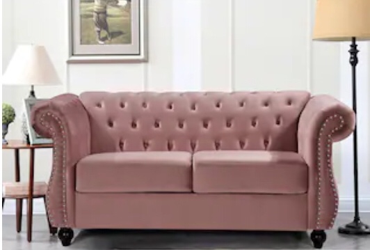 US PRIDE Kemos Velvet Chesterfield Loveseat