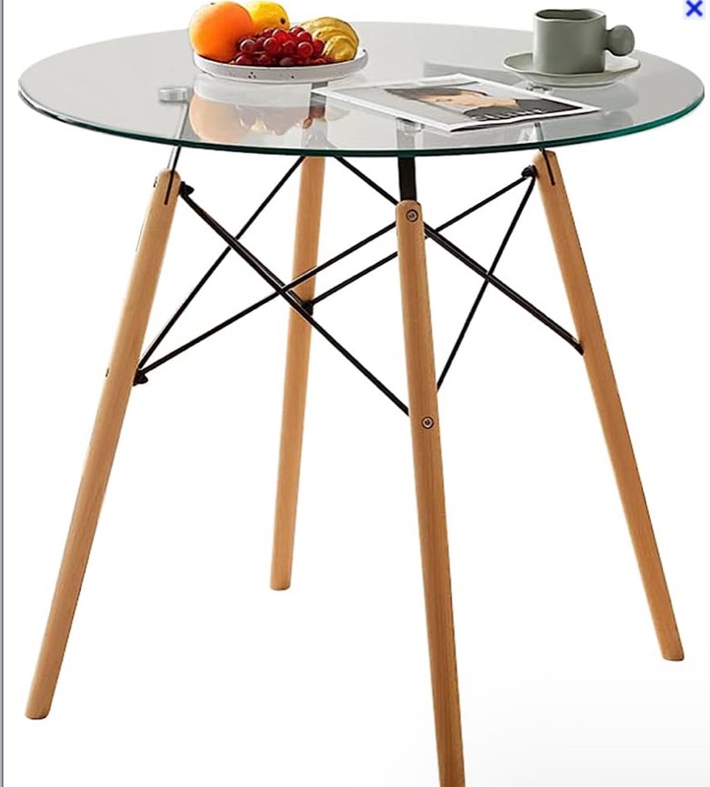 Liink1Ga Glass Dining Table 31.5''–Small,Round,Modern Dining Room Table Kitchen Table Coffee Table - for 2 to 4 People