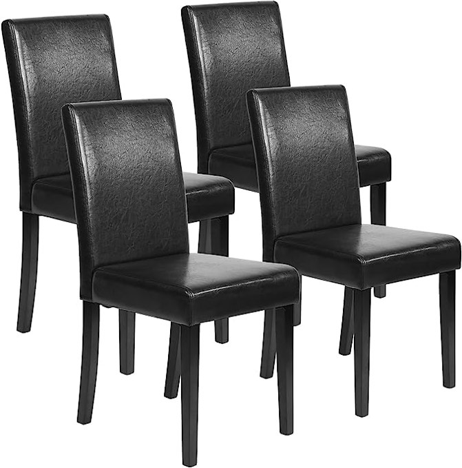 Dining Chairs Dining Room Chairs Parsons Set of 4 Dining Side Chairs for Home Kitchen Living Room, Leather Black