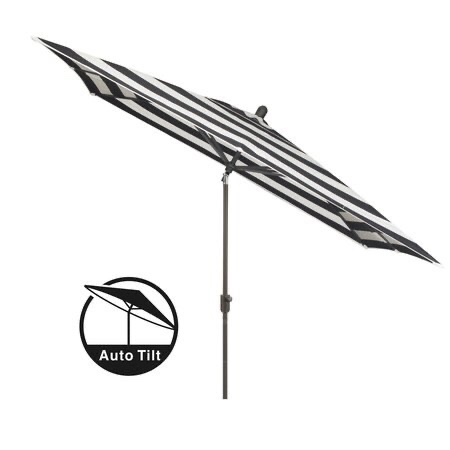 10'x6.5' Rectangular Auto Tilt Market Umbrella (Frame:Black Sapphire, Fabric:Sunbrella-Black 