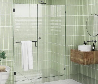  Hinged Frameless Shower Door (similar to stock)
