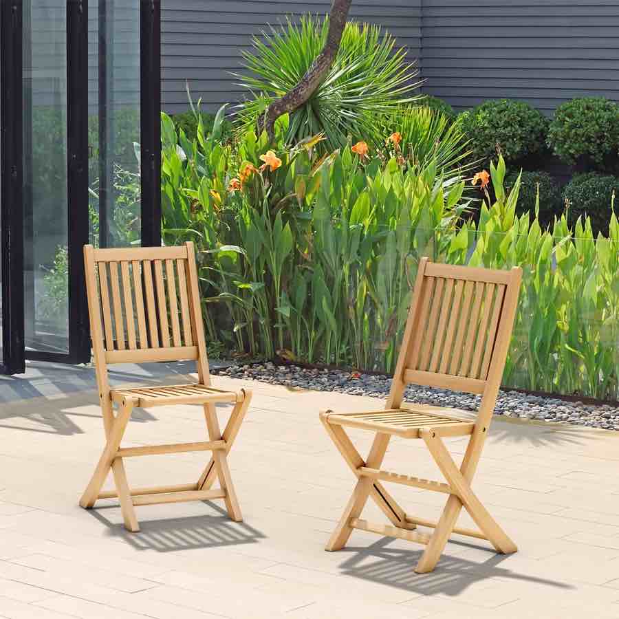 Wood Folding Chair Set (Set of 2)