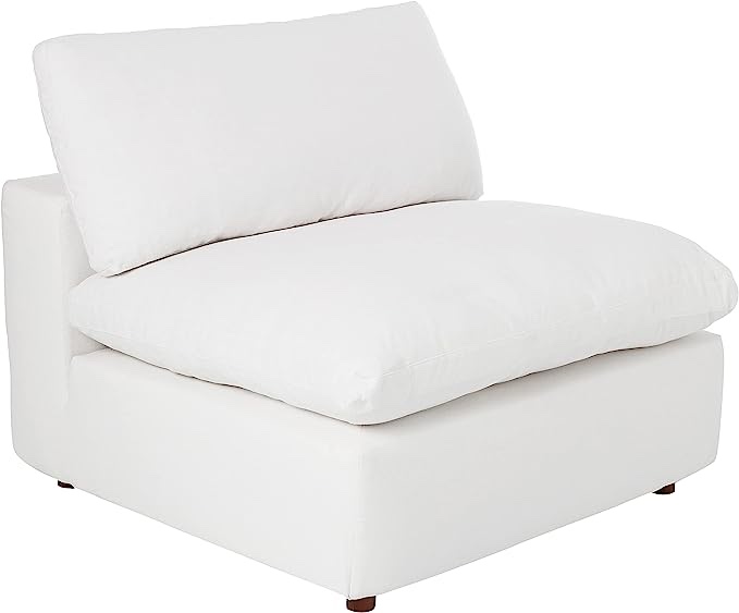 Modway Commix Down-Filled Overstuffed Upholstered Sectional Sofa Armless Chair in White(incomplete one back cushion only)