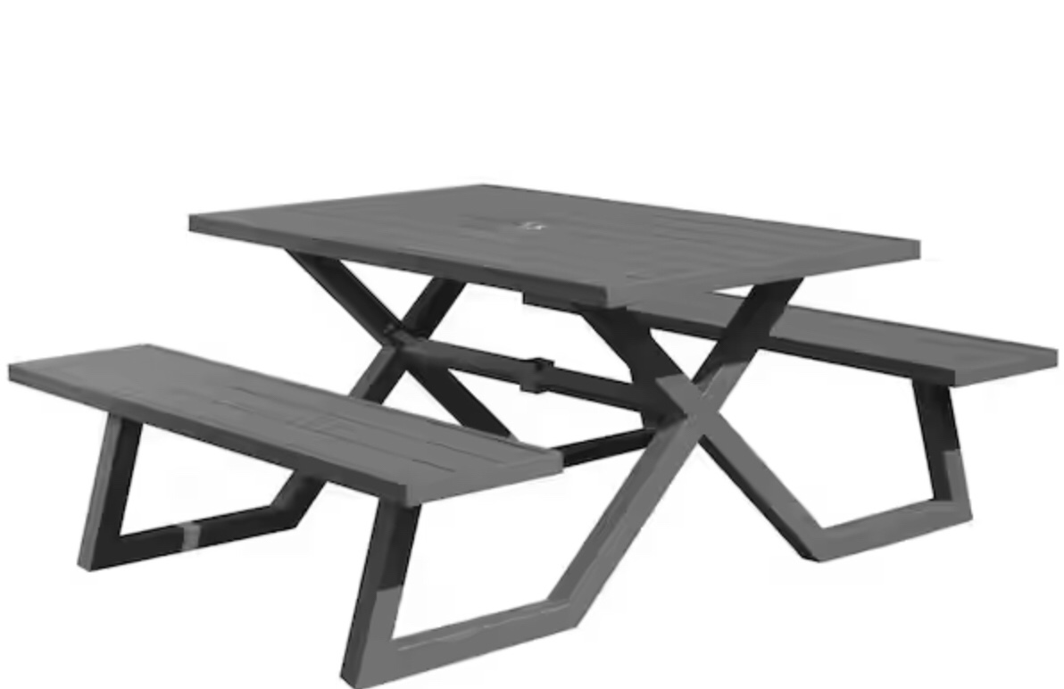 5 ft. Charcoal Aluminum Metal Rectangle Outdoor Picnic Table
