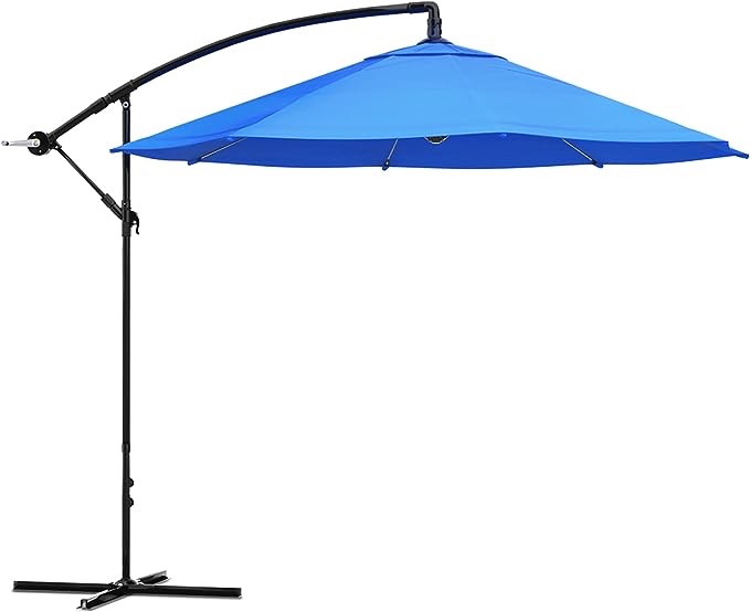 Pure Garden 50-LG1039 Cantilever Hanging Outdoor Shade Patio Umbrella, Brilliant Blue - 10 ft