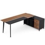 Tribesigns L-Shaped Desk, 70.9’’ Office Executive Desk with File Cabinet (Incomplete Box 2)