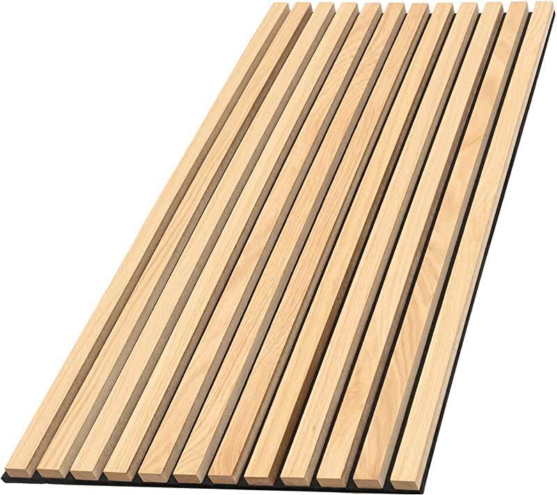 Acoustic Slat Wood Soundproof Wall Panels with Foam 2PCS Nature