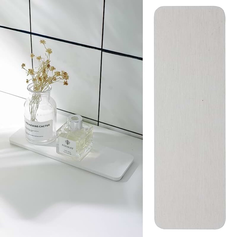 Diatomaceous Stone Bath Mat Sink Caddy