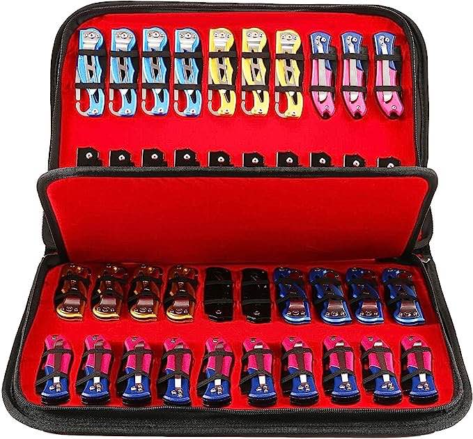 QEES Knife Case,Knife Display Case,Knife Storage,40 Slots Folding Knife Holder Organizer,Butterfly Pocket Knife Carrier,Knives Collection Protector For Men Survival Tactical Outdoor EDC Mini Knife