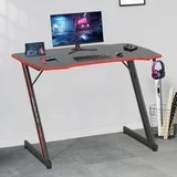 BestOffice 39.4in Z Shaped Computer Gamaing Desk with Headphone Hook for Game Players, Red