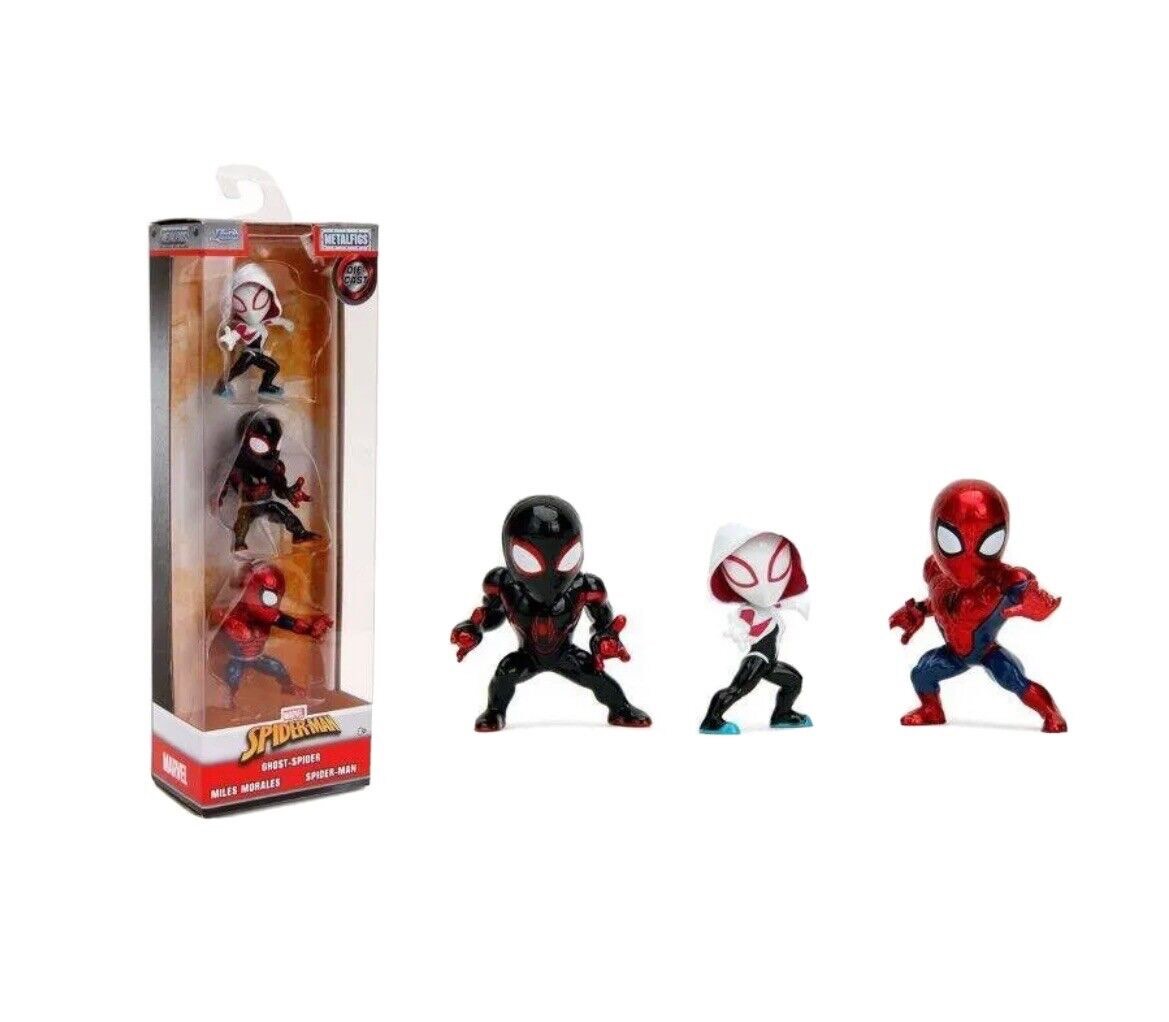 Marvel Nano Metalfigs Ghost-Spider, Miles Morales & Spider-Man Diecast Figure 3-Pack