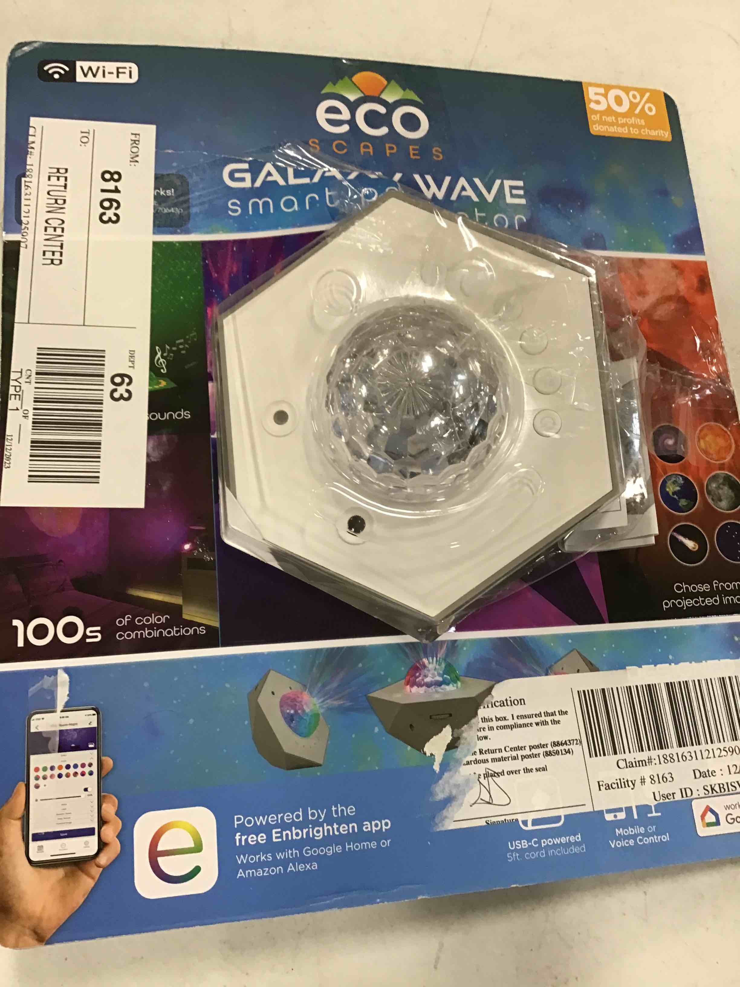 Ecoscapes WiFi Galaxy Night Light Projector with Soothing Sounds by