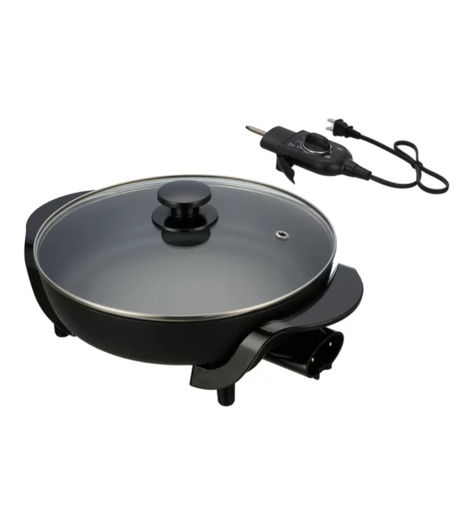 Mainstays 12" Round Nonstick Electric Skillet with Glass Cover, Black