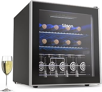 Silonn 16 Bottle Wine Cooler/Cabinet Beverage Refrigerator,Small Mini Wine Cellar for Red,White,Champagne or Sparkling Wine,40f-61f Digital Temperature Control Wine Fridge Glass Door