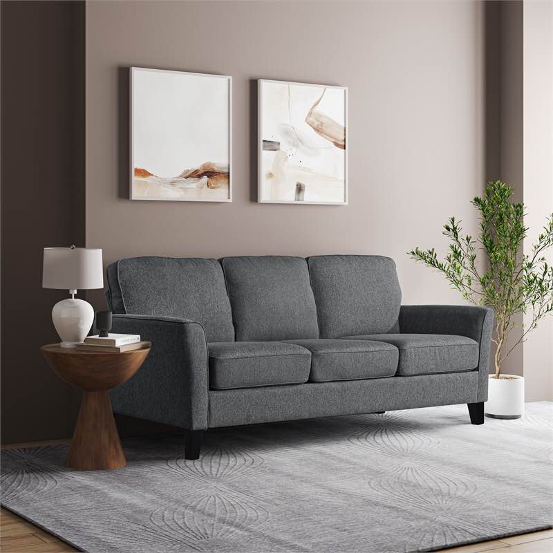Serta Westpoint Stationary Sofa in Charcoal Fabric Upholstery( Incomplete) 