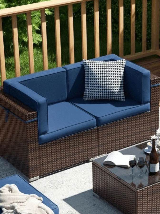 2 Corner Sofa Of Amopatio Patio, Navy Blue 
