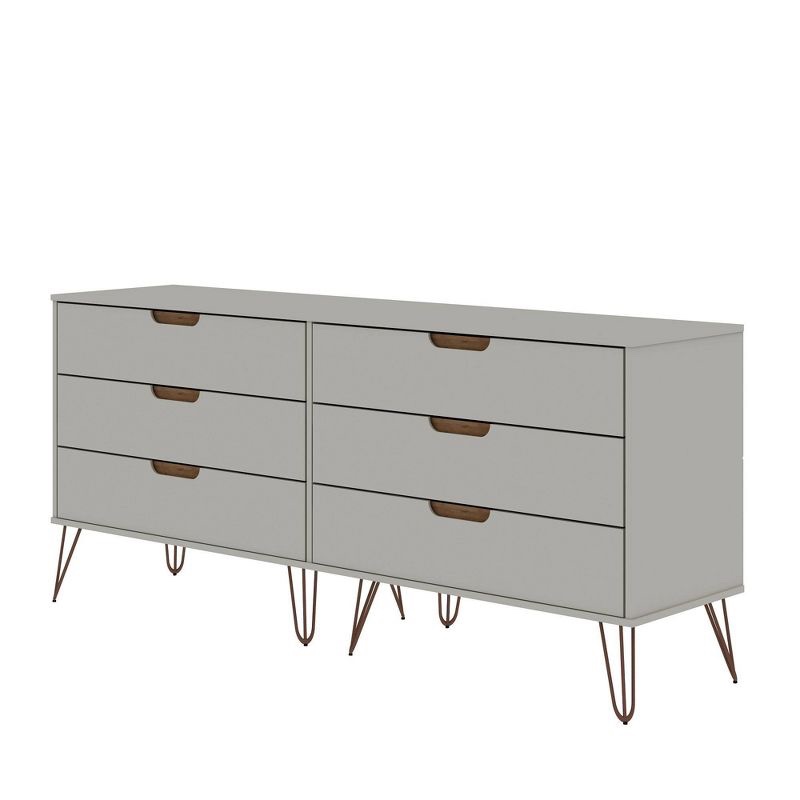 Rockefeller 6 Drawer Double Low Dresser - Manhattan Comfort (Only 1 box for pick up)(Incomplete)