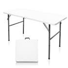 HYMnature Folding Tables 4 Foot Lightweight, Folding Table Height Adjustable Utility Bi-Fold Table Indoor Outdoor, Portable Plastic Picnic Chrismas Party Dining Camping Tables(White)