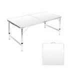 Moosinily Folding Camping Table, 4 Ft Aluminum Folding Table, Picnic tablee with Handle, Adjustable Portable Camp Table for Picnic, BBQ, Party, Beach/White