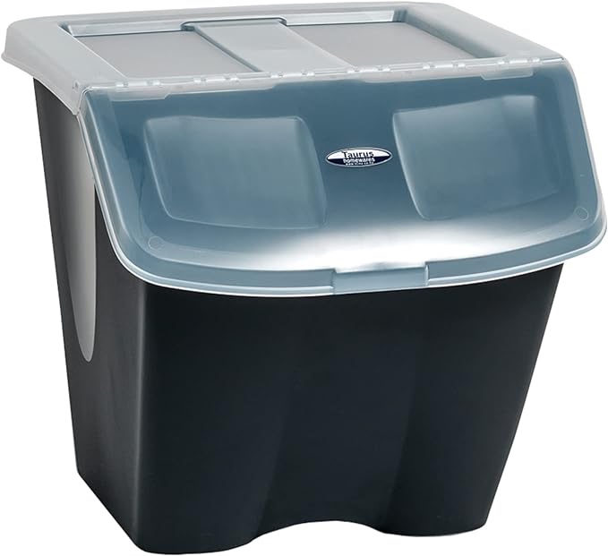 Redmon since 1883 10 Gallon Stackable Shutter Bins, Black, 7316