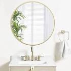 Growsun 24 inch Large Wall Metal Frame Round Mirror for Washrooms, Living Rooms, Gold Frame