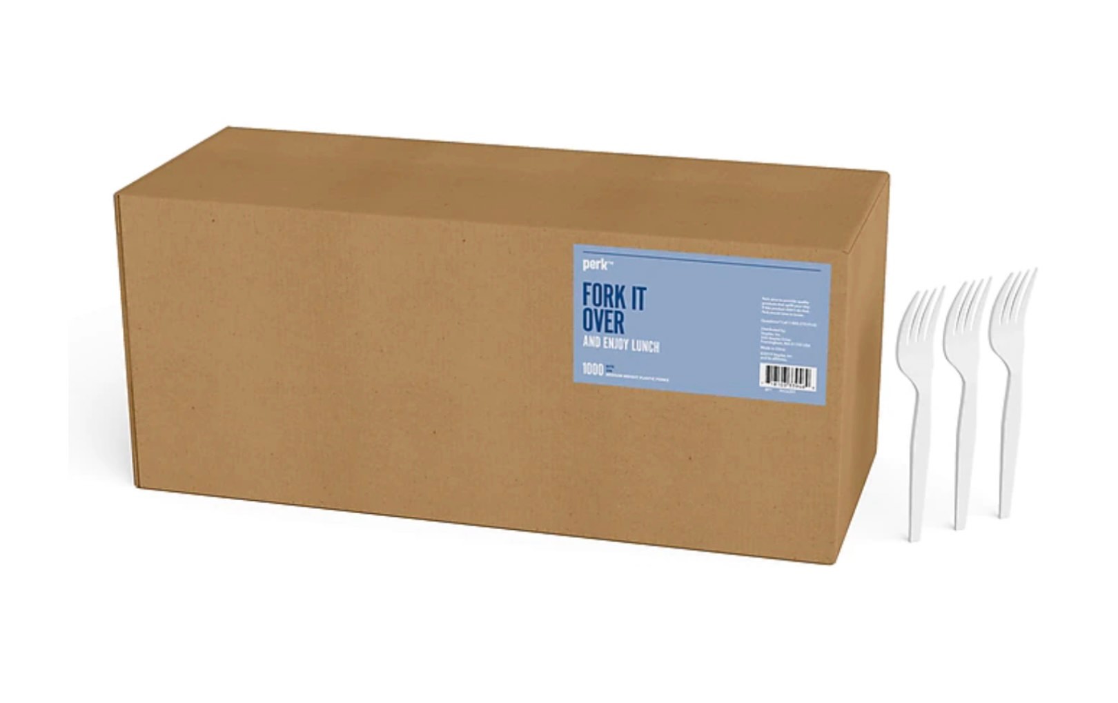 Perk Medium Duty Plastic Forks 1000 Count. Box Damaged.