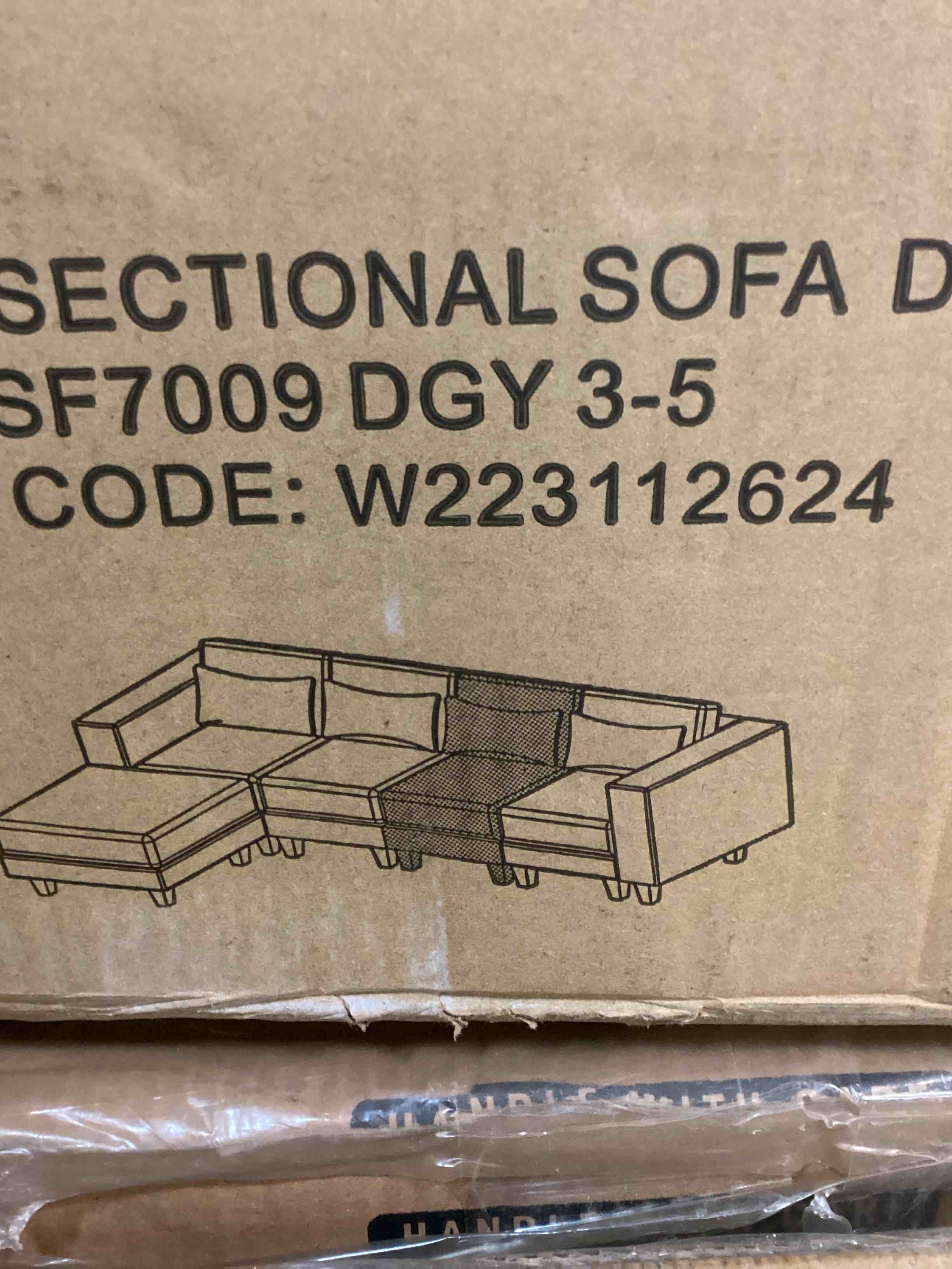 Sectional Sofa Dark Grey 3-5 Box 3 of 5