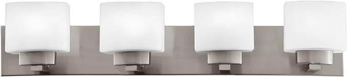 Design House 578013 Dove Creek Traditional 4-Light Indoor Dimmable Bathroom Vanity Light with Frosted Glass for Above The Mirror, Satin Nickel