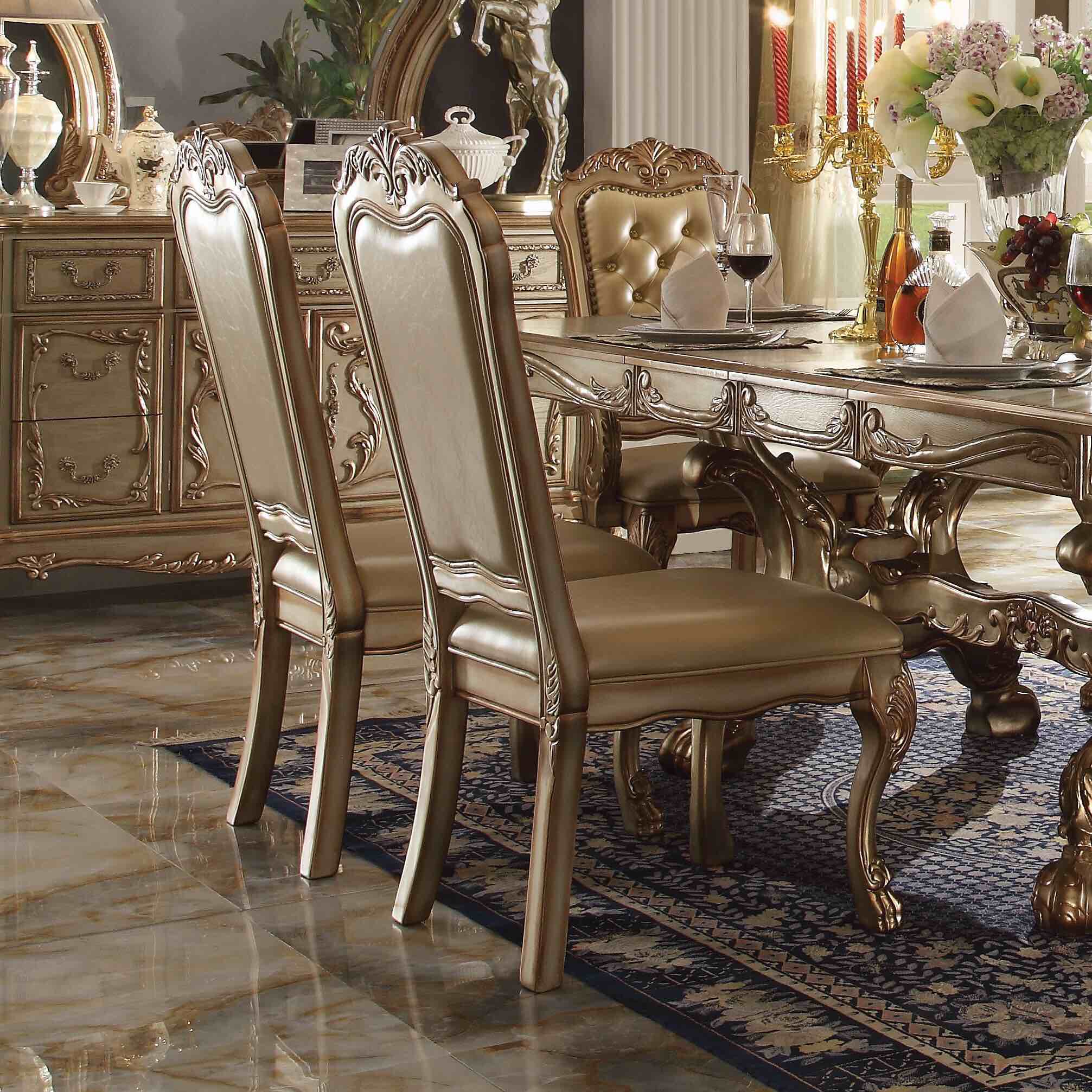 Shamong Tufted Upholstered Side Chair in Gold set of 2