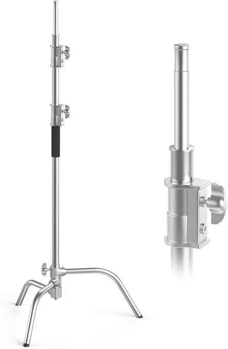 Heorryn 100% Stainless Steel Heavy Duty Light Stand 11ft/331cm(Max) for Photo Studio Reflector, Monolight, Softboxes Photography