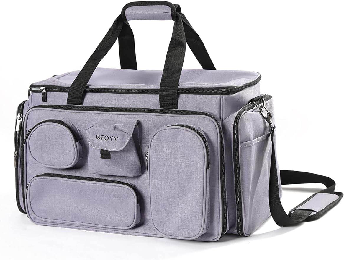 OFOVV Sewing Machine Case, Carrying Case bag with Removable Padding Pad, Fit for Most Standard Sewing Machines, Many Zipper Pockets for Supplies, Durable Nylon, Colorful Design Options