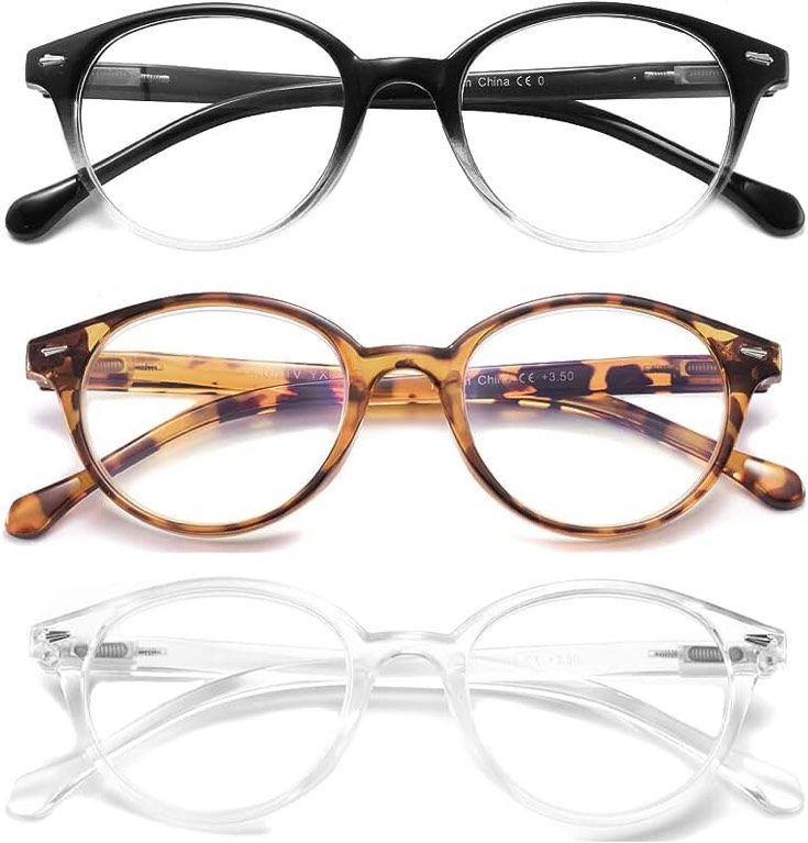 Optique Limited Collection Round Reading Glasses with Case and Cloth (3 pk.) +1.25