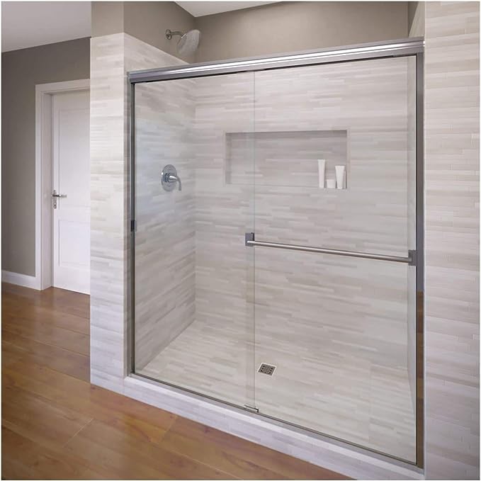 Classic Sliding Shower Door, Chrome,Silver