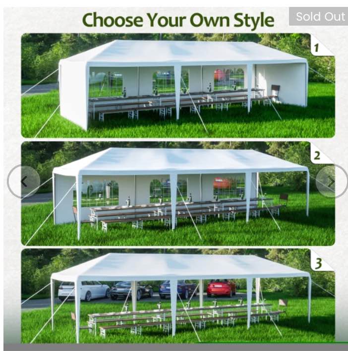 ZNTS 10x30' Wedding Party Canopy Tent Outdoor Gazebo with 5 Removable Sidewalls W121270356