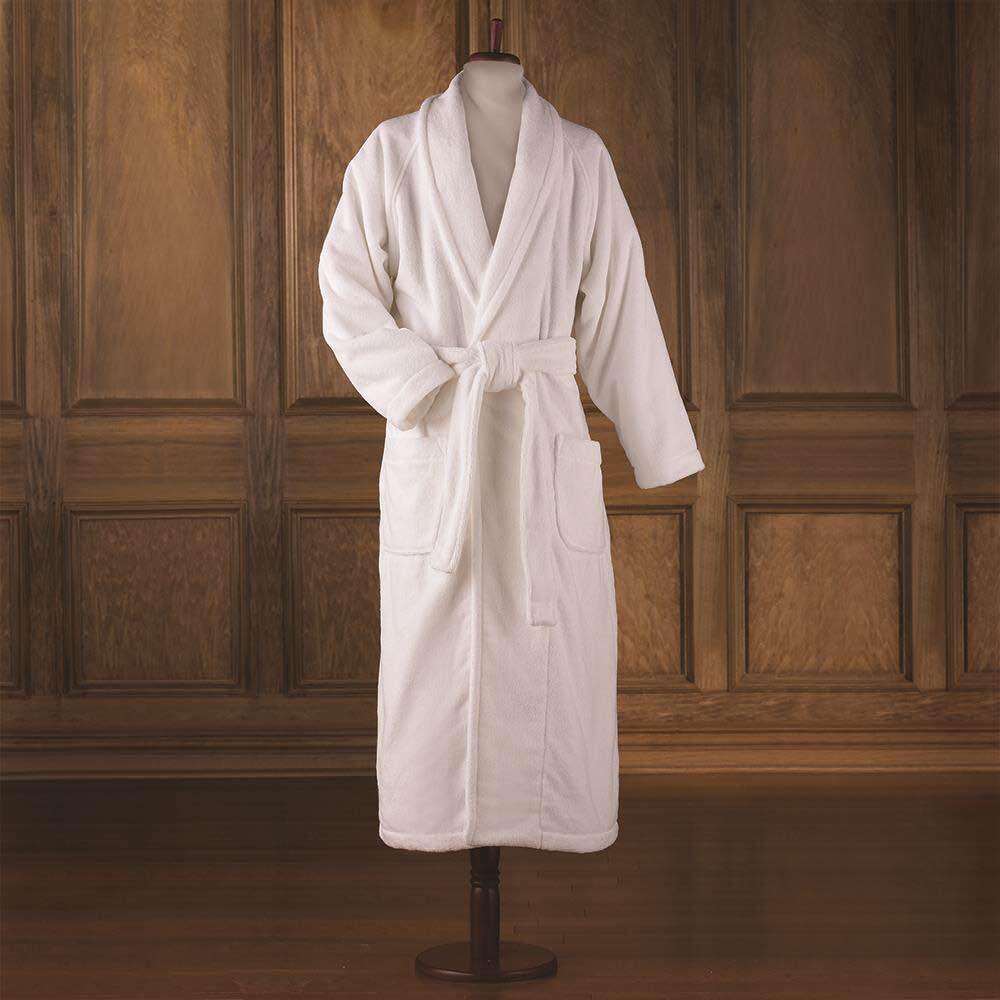 Size Large, Schlemmer Genuine Turkish Cotton Luxury Bathrobe (White)