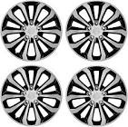 CarXS Two-Tone Style Hubcaps 16" Wheel Covers, Black & Silver Model Cover, Four (4) Pieces Corrosion-Free & Sturdy Full Heat & Impact Resistant Grade, 4 Piece Set