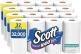 Scott 1000 Trusted Clean Toilet Paper, 32 Rolls (4 Packs of 8), 1,000 Sheets Per Roll, Septic-Safe, Bath Tissue Made Sustainably