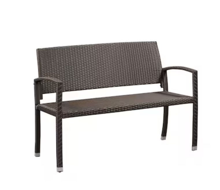 Patio Sense -Mile 44.25-in W x 34-in H Mocha Wicker Steel Garden Bench