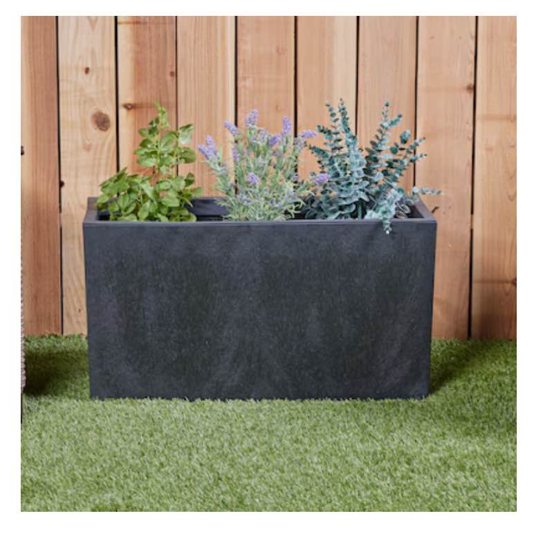 allen + roth Rectangle 12.4-in W x 16.9-in H Black Rubber Contemporary/Modern Indoor/Outdoor Planter