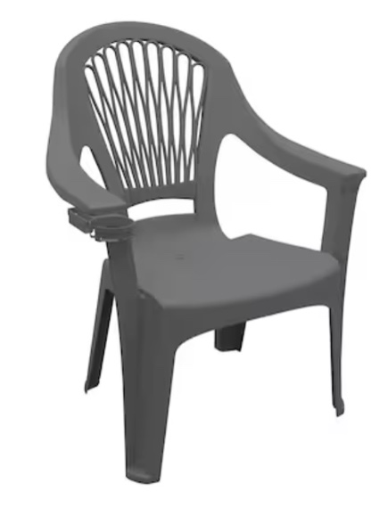 Adams PATIO Stackable Charcoal Plastic Frame Stationary Conversation Chair with Solid Seat